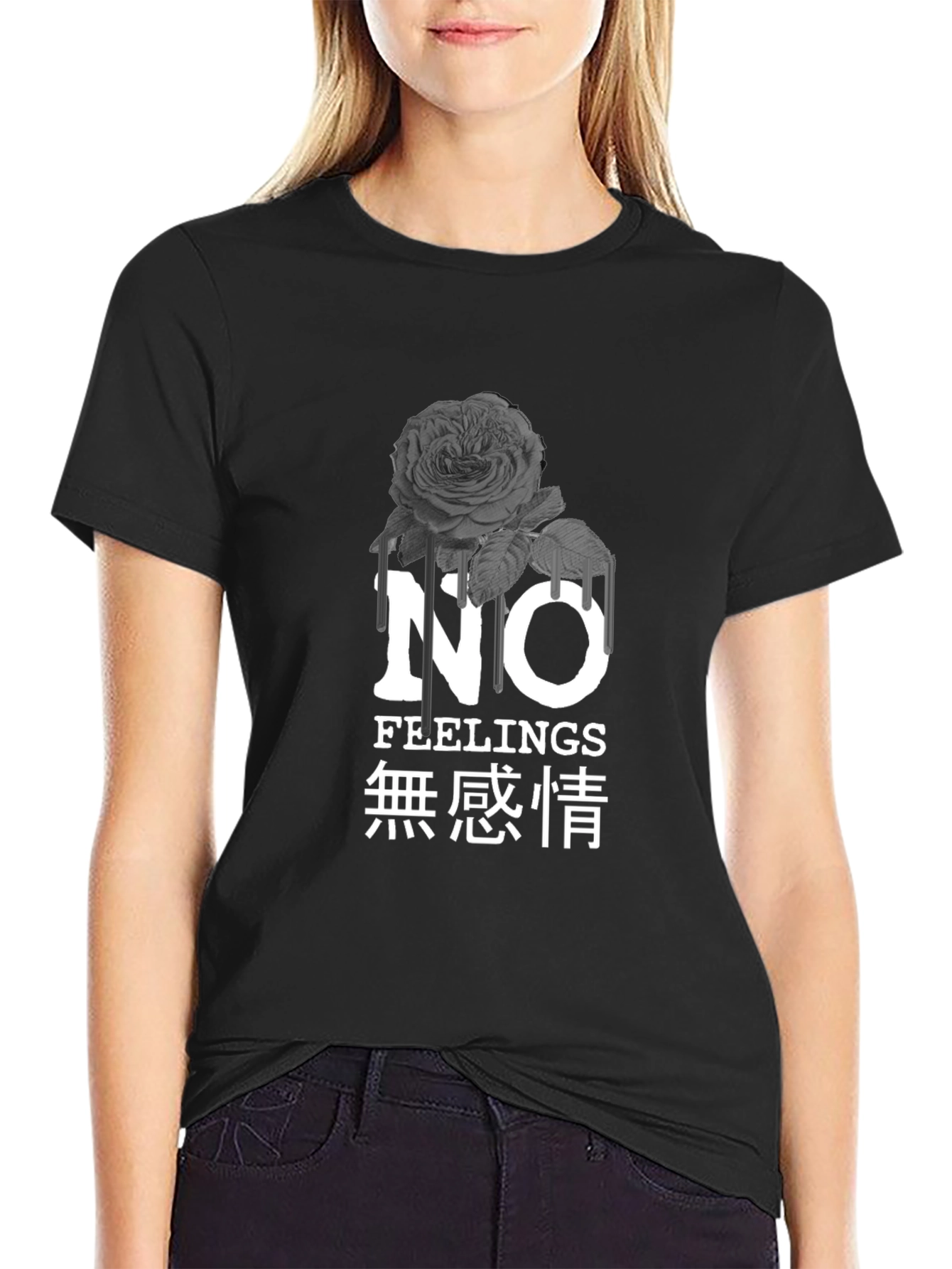Rose Drip Graphic Tee - No Feelings