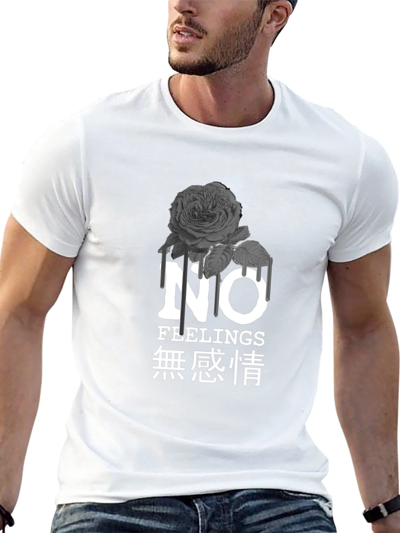 Rose Drip Graphic Tee - No Feelings