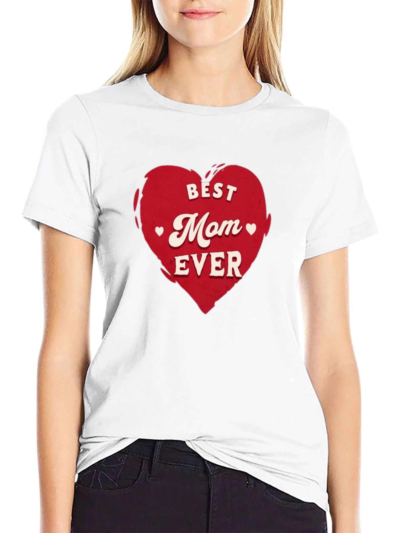 Best Mom Ever Heart Graphic Tee - Black