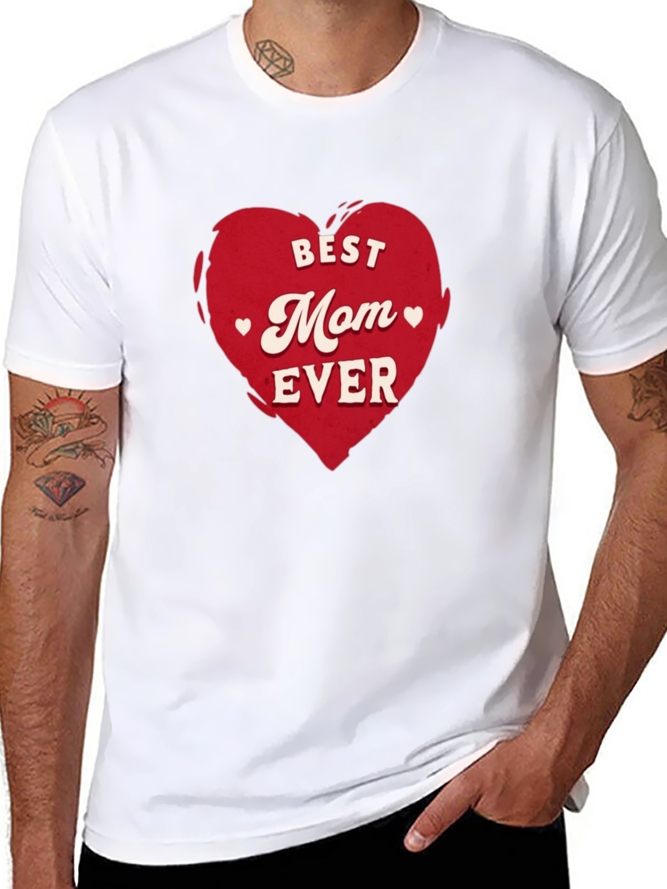Best Mom Ever Heart Graphic Tee - Black