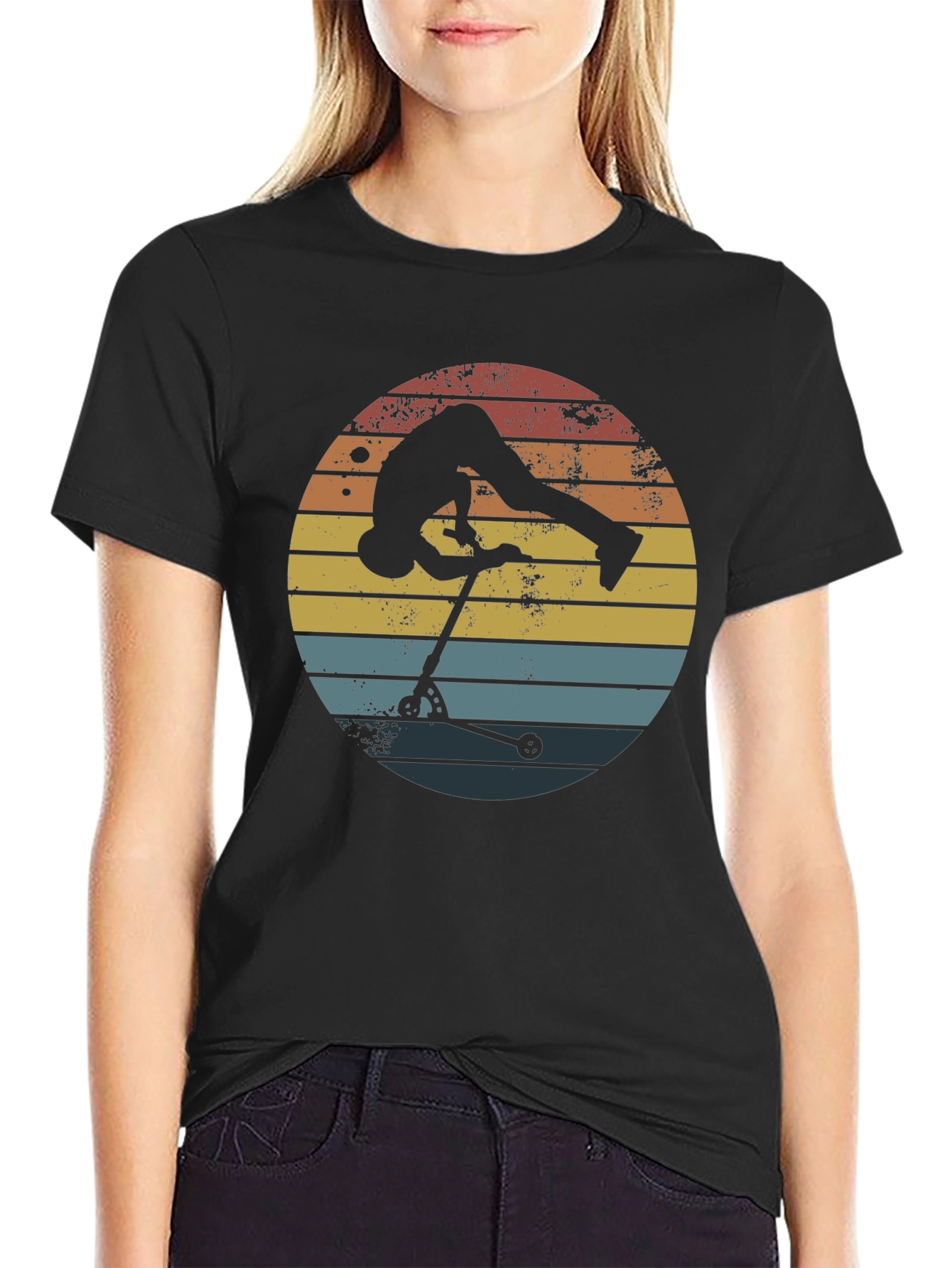 Retro Scooter Stunt T-Shirt - Cool Rider Tee