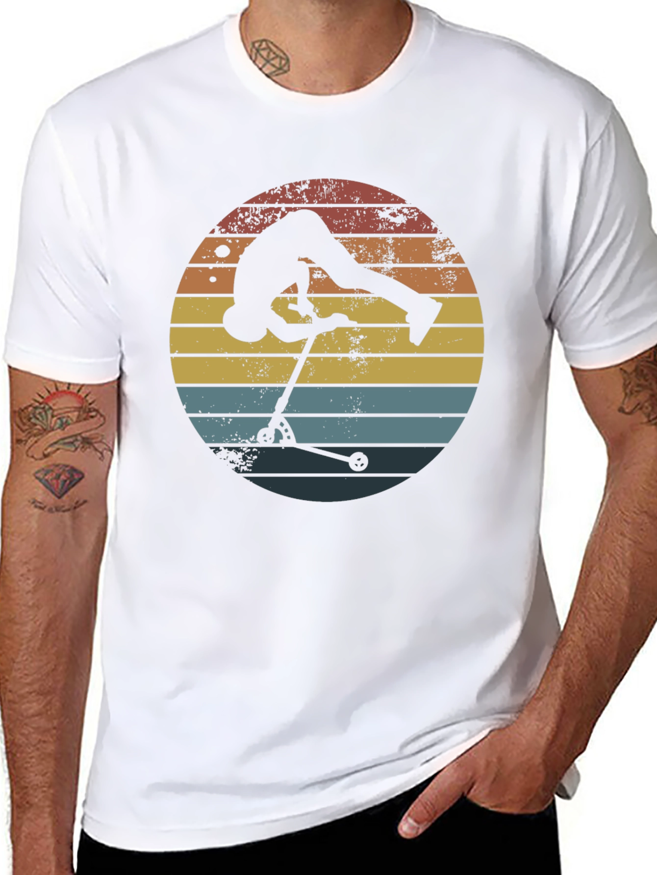 Retro Scooter Stunt T-Shirt - Cool Rider Tee