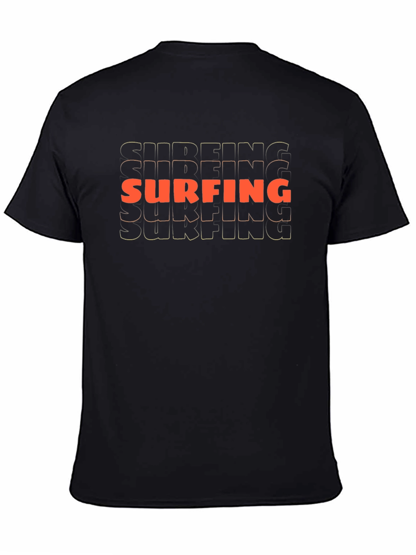 Surfing Graphic Tee - Black Cotton Casual Shirt