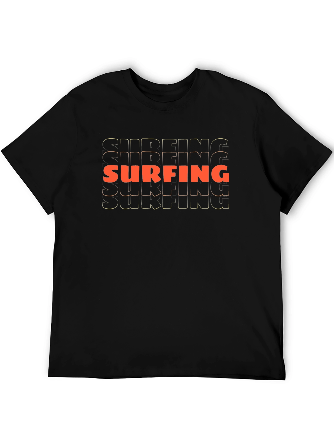 Surfing Graphic Tee - Black Cotton Casual Shirt