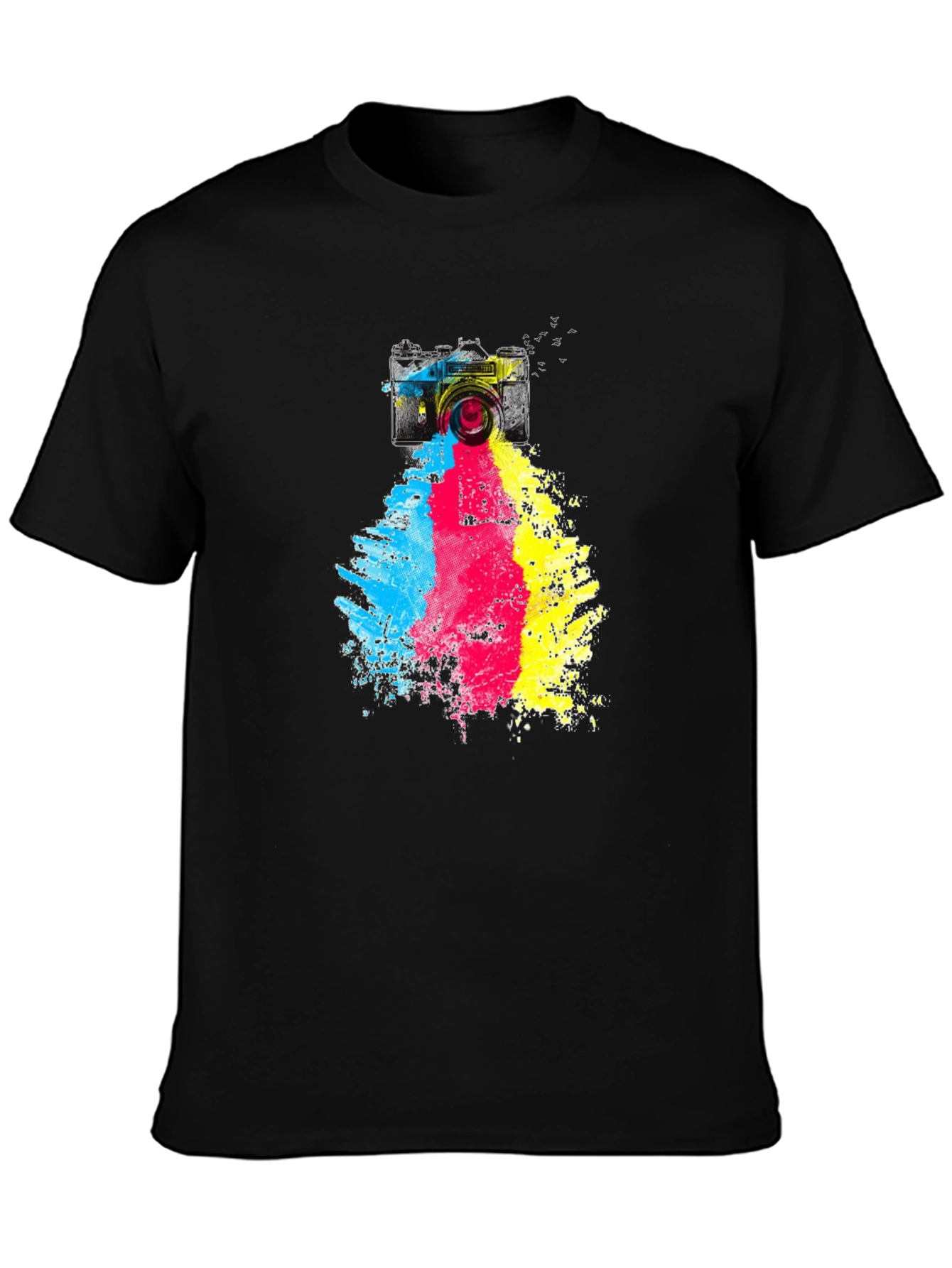 Camera Paint Splash Graphic Tee - Black Cotton