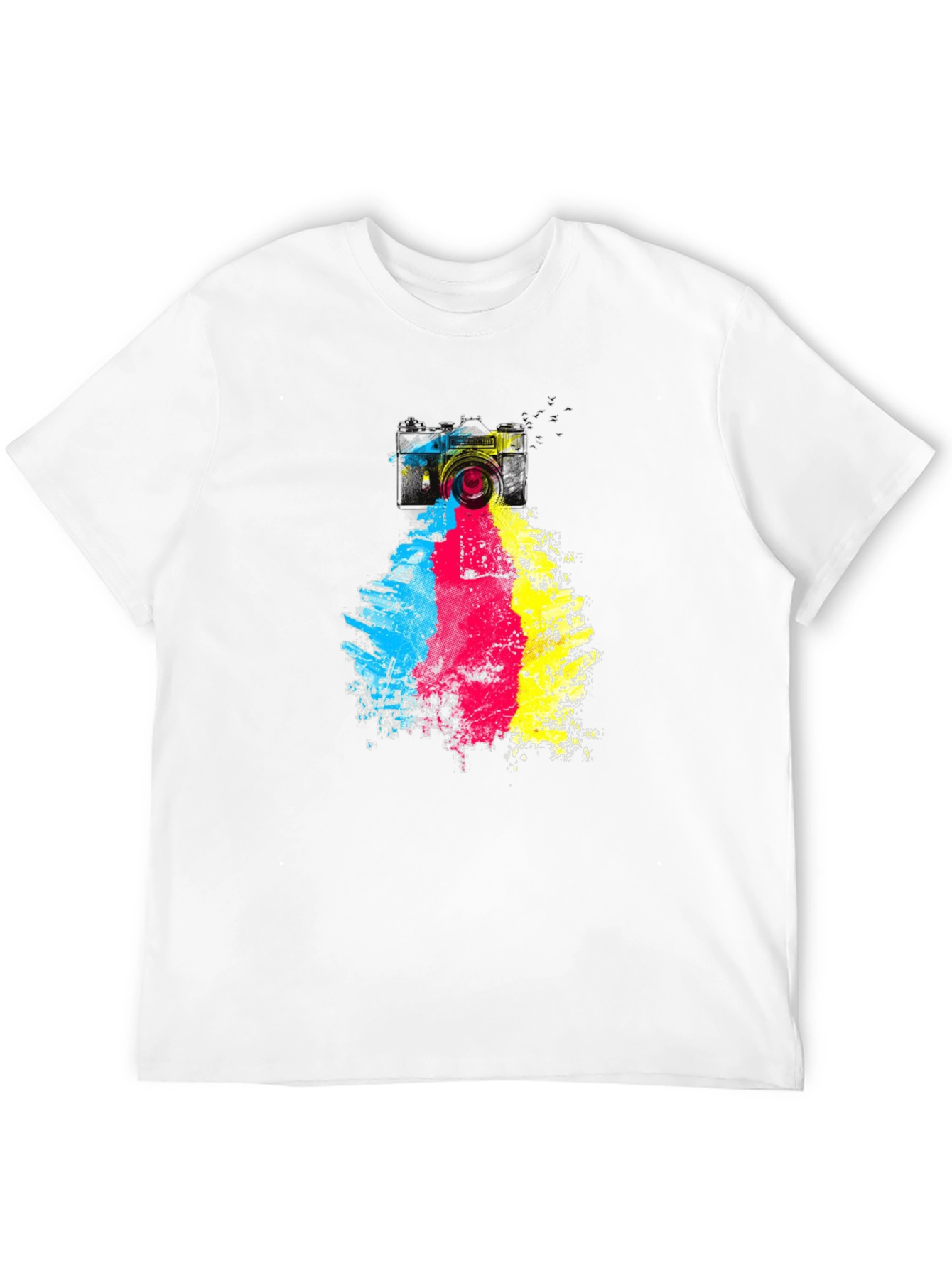 Camera Paint Splash Graphic Tee - Black Cotton