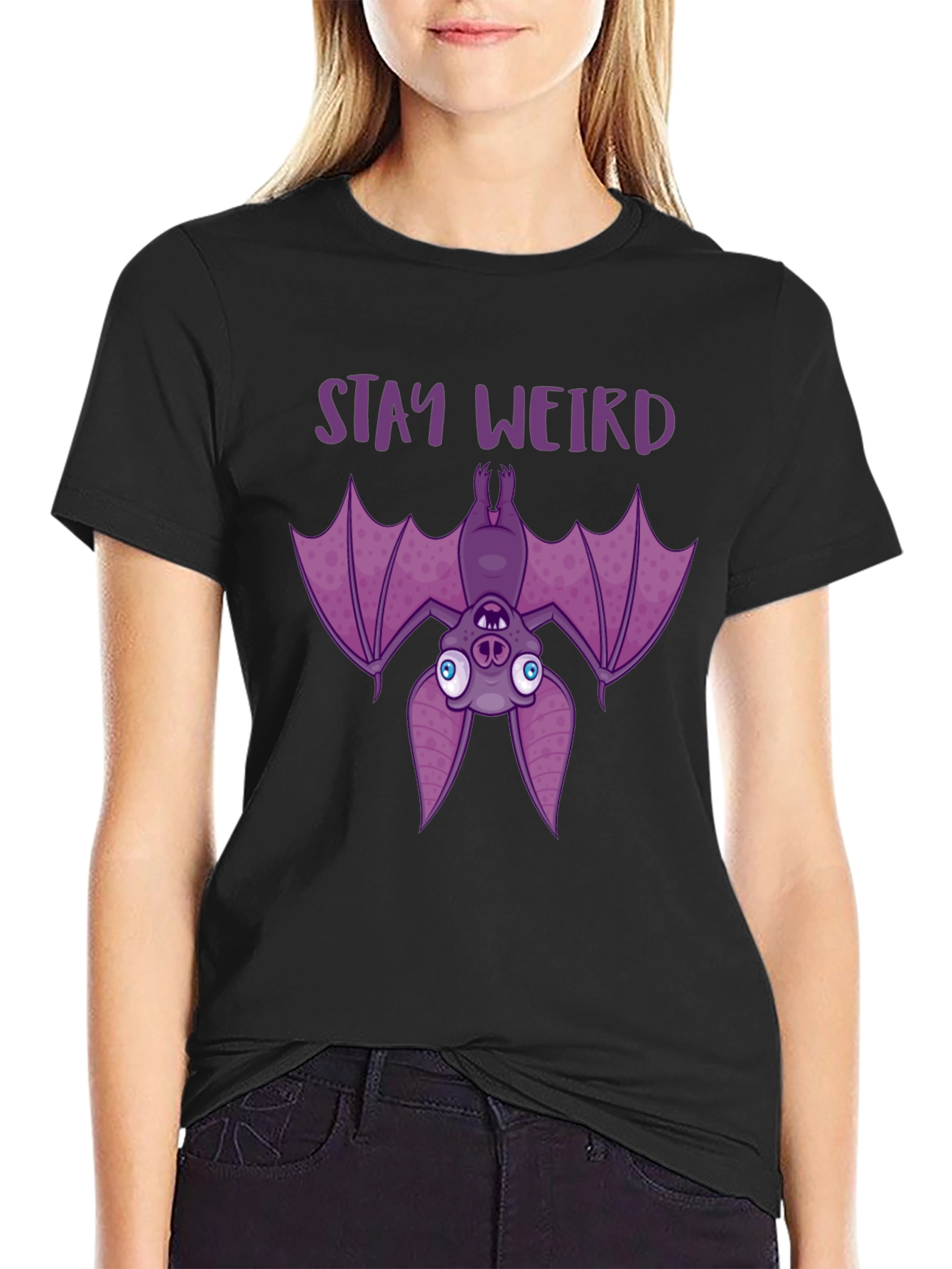 Stay Weird Bat Graphic T-Shirt