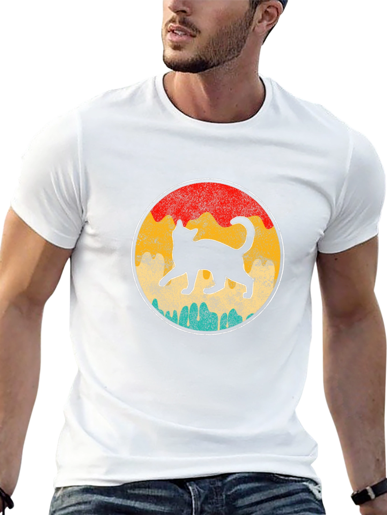Retro Cat Graphic T-Shirt