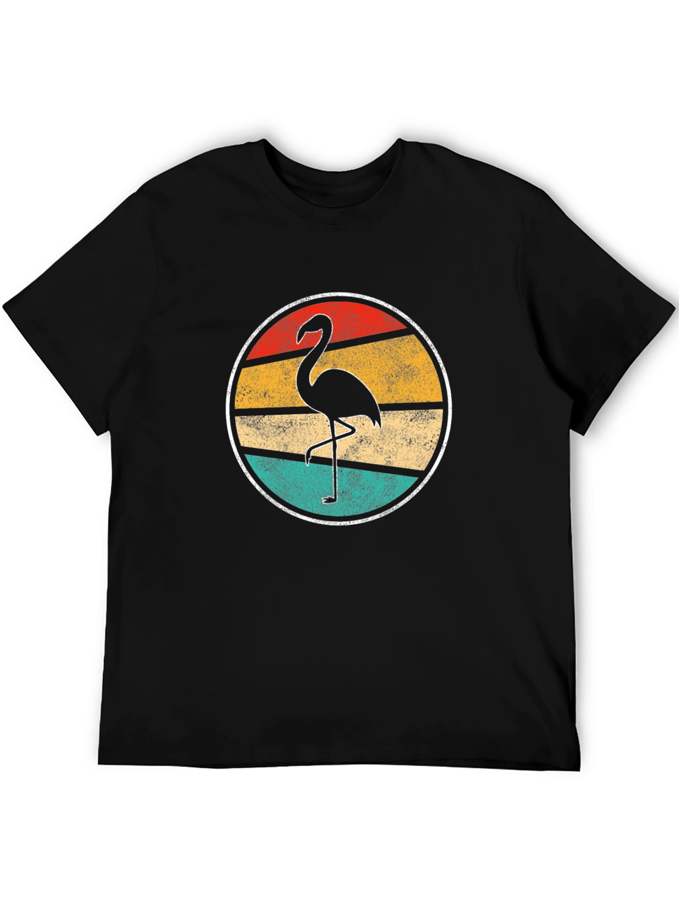 Retro Flamingo Graphic Tee - Mens Black T-Shirt