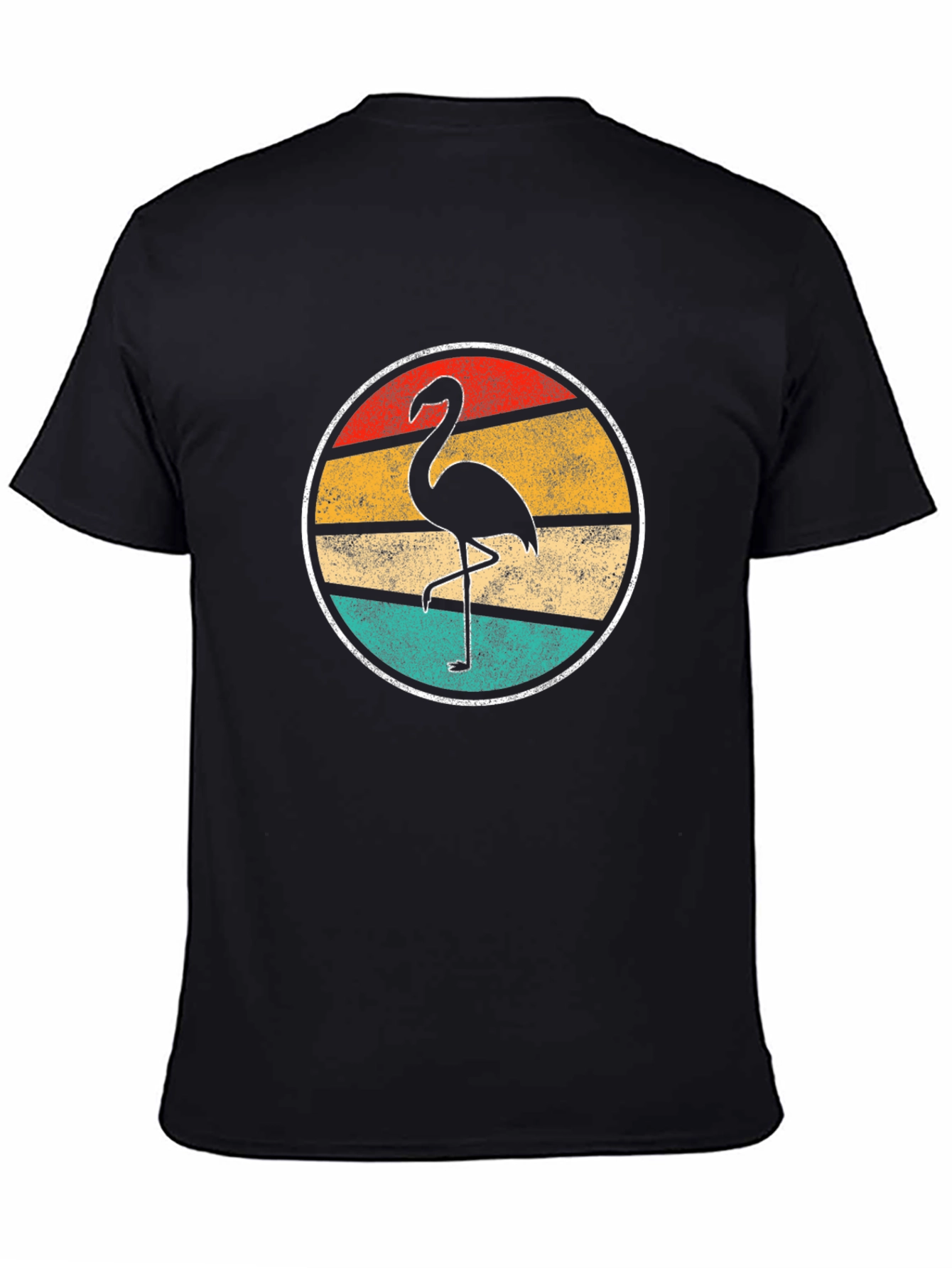 Retro Flamingo Graphic Tee - Mens Black T-Shirt