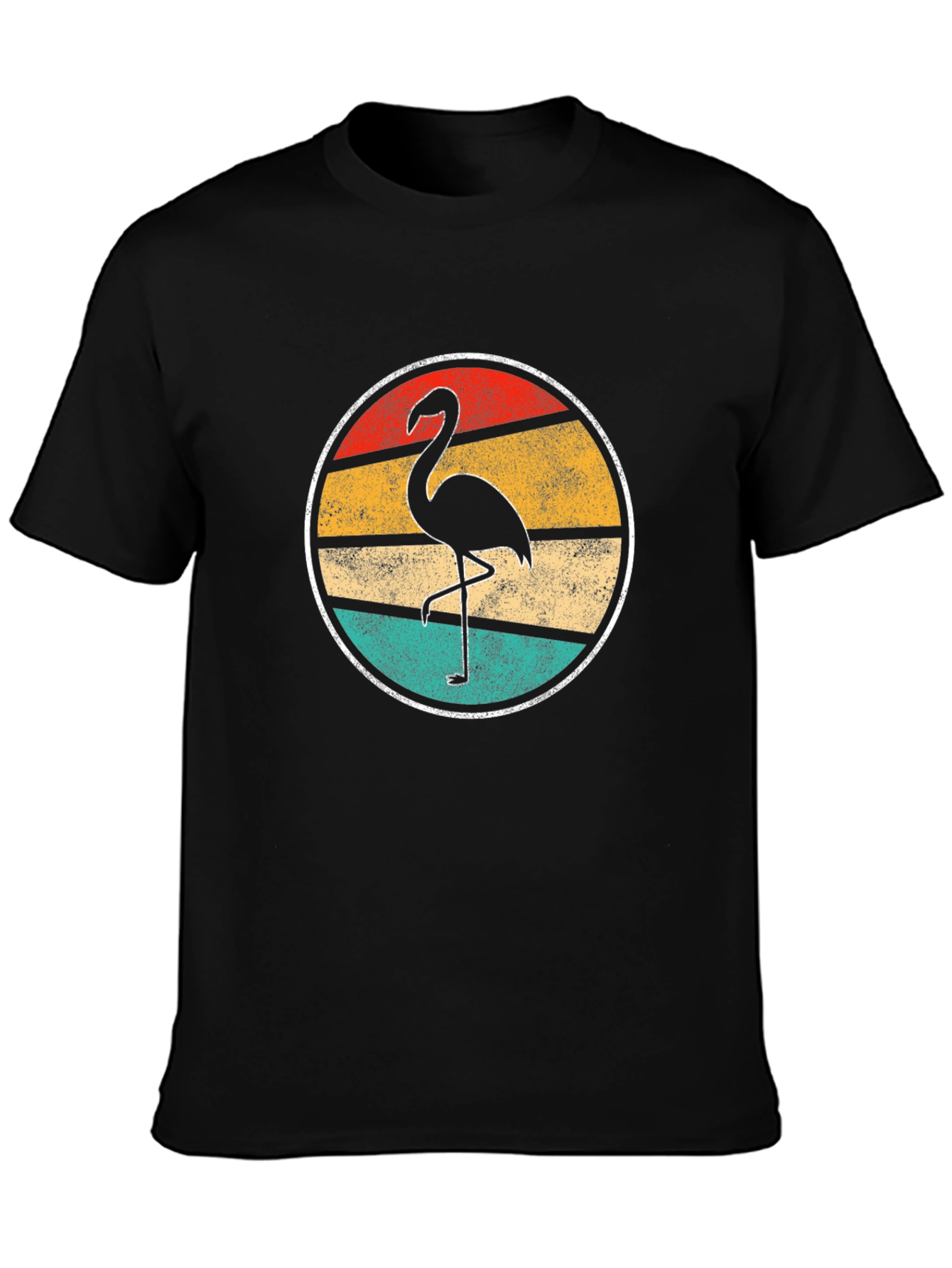 Retro Flamingo Graphic Tee - Mens Black T-Shirt