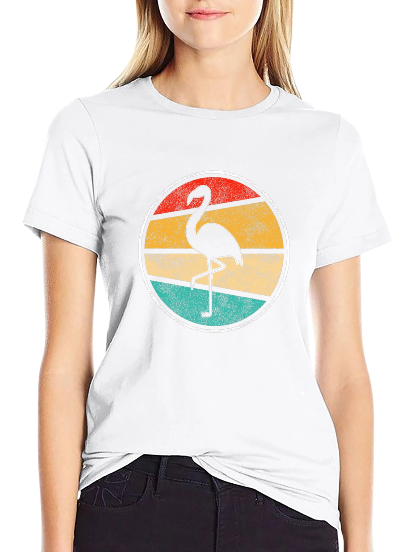 Retro Flamingo Graphic Tee - Mens Black T-Shirt