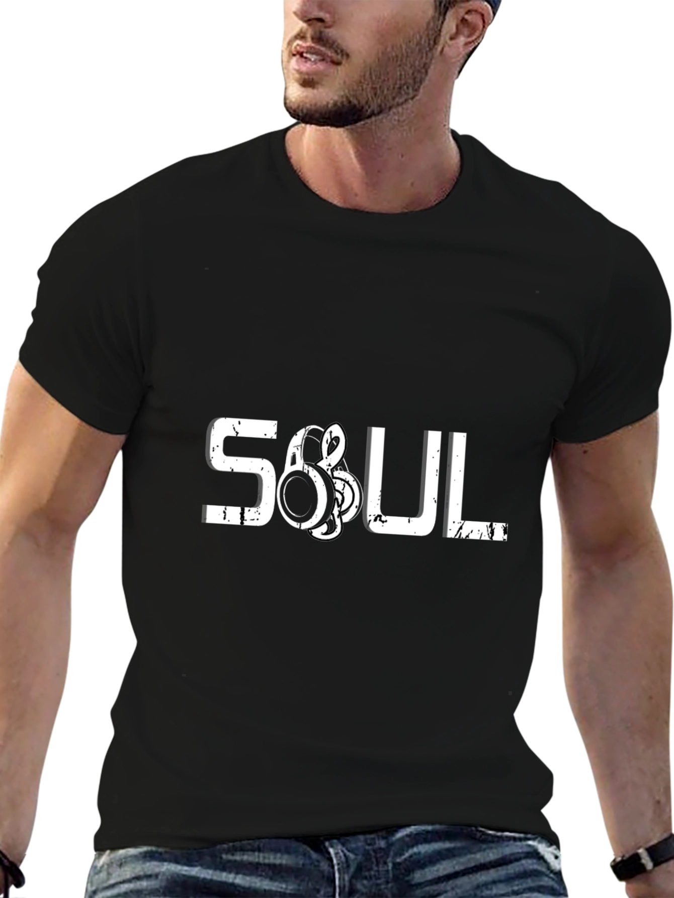 Soul Music Headphones Graphic Black T-Shirt
