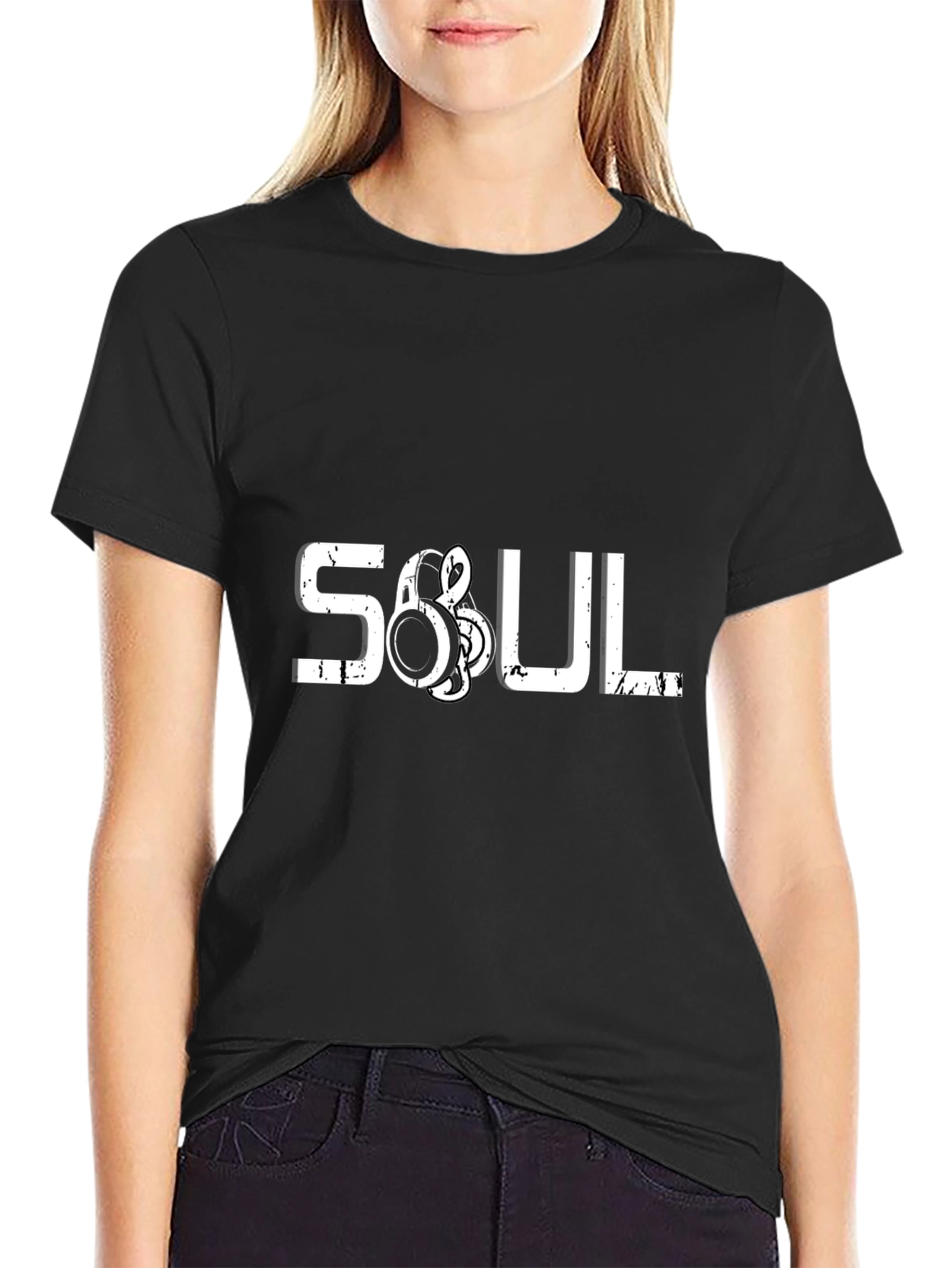 Soul Music Headphones Graphic Black T-Shirt