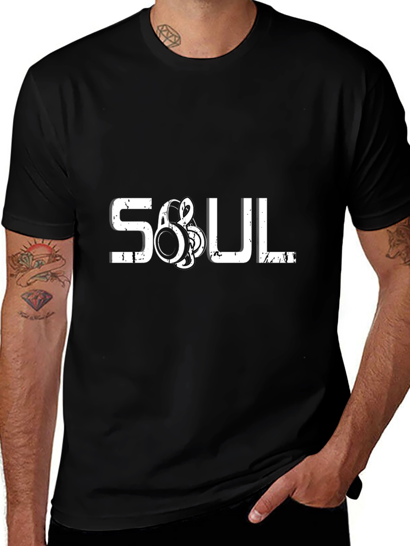 Soul Music Headphones Graphic Black T-Shirt