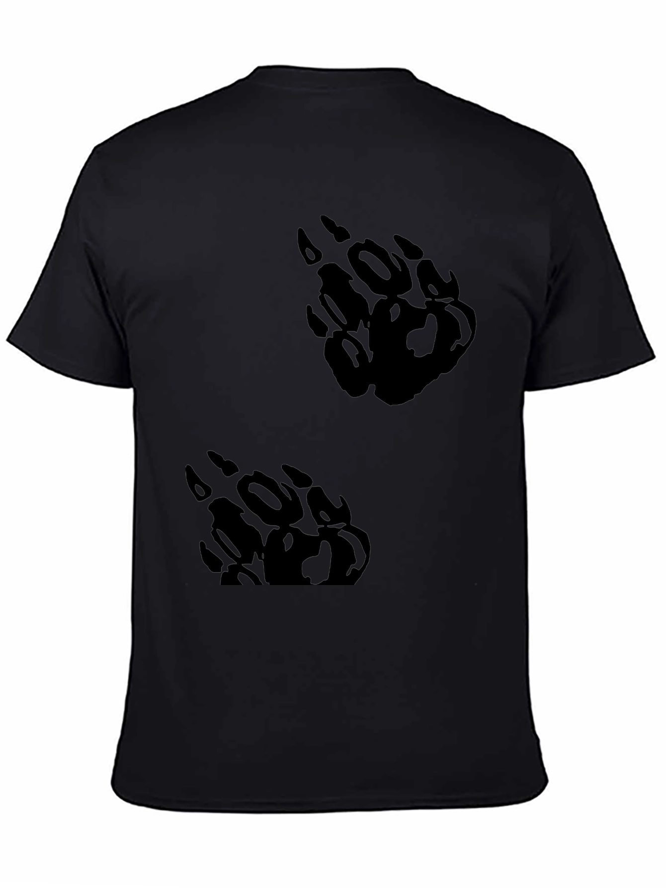 Black T-Shirt with Bear Paw Print Design