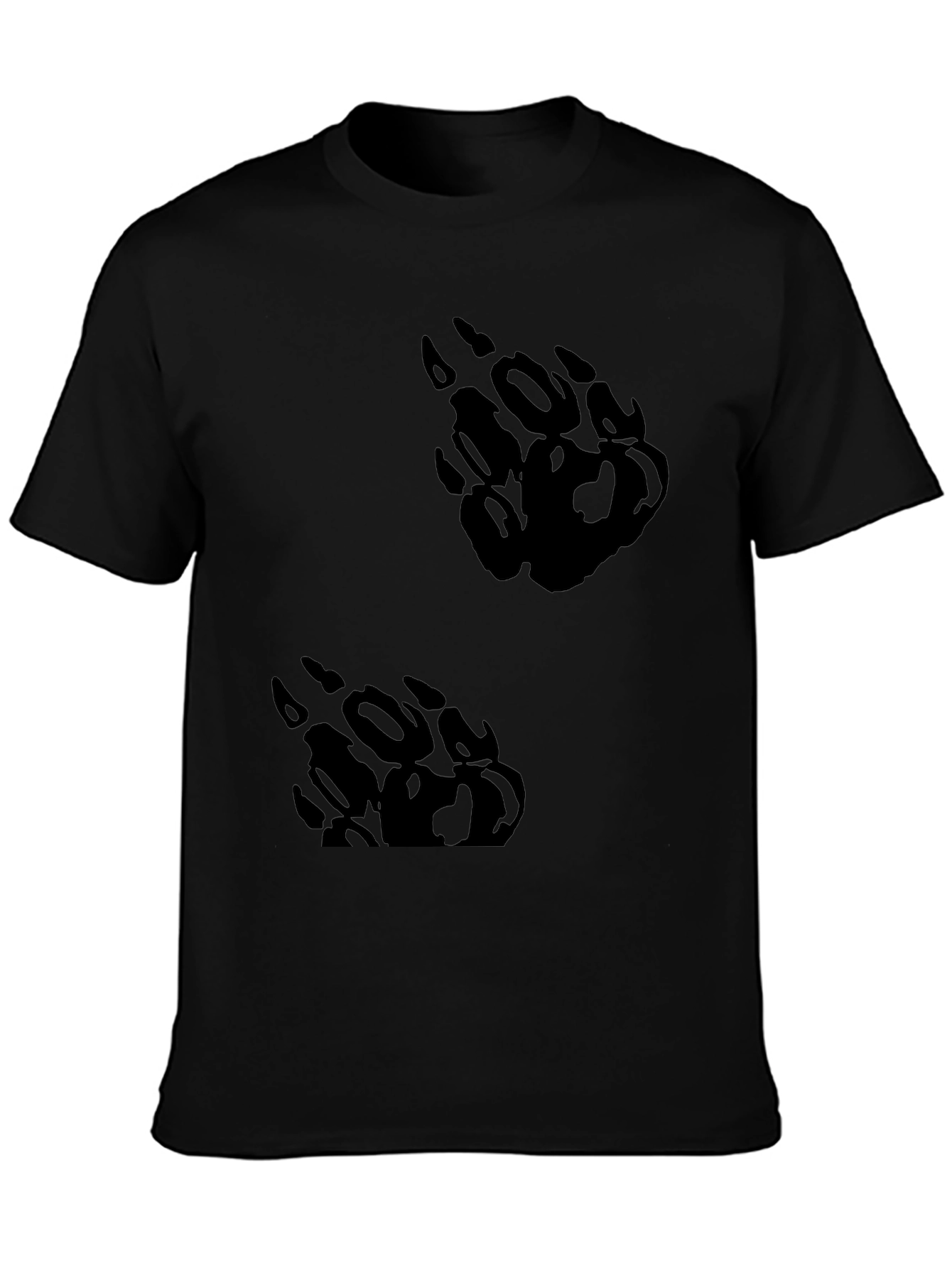 Black T-Shirt with Bear Paw Print Design