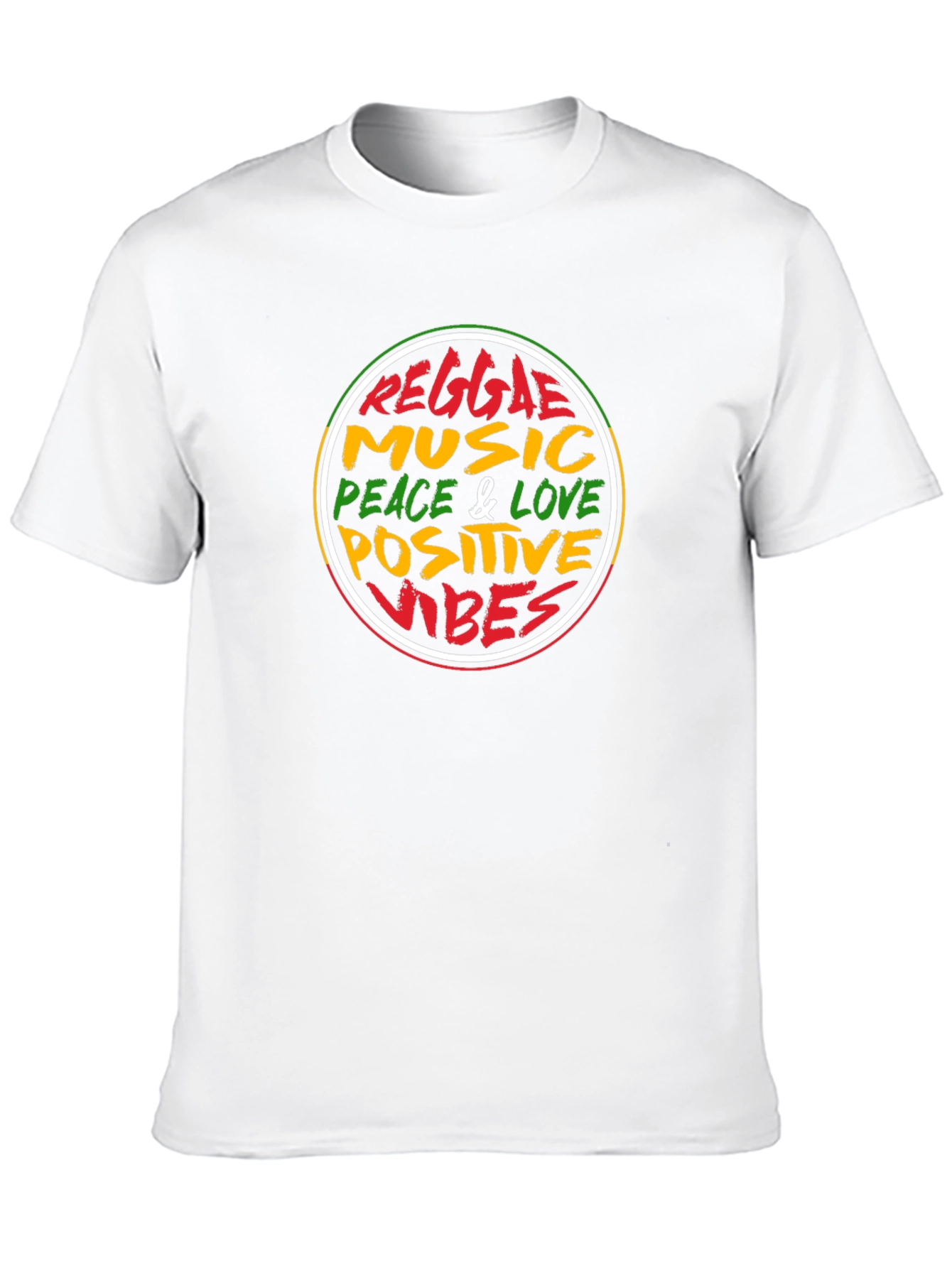 Reggae Music Peace & Love Positive Vibes Black T-Shirt
