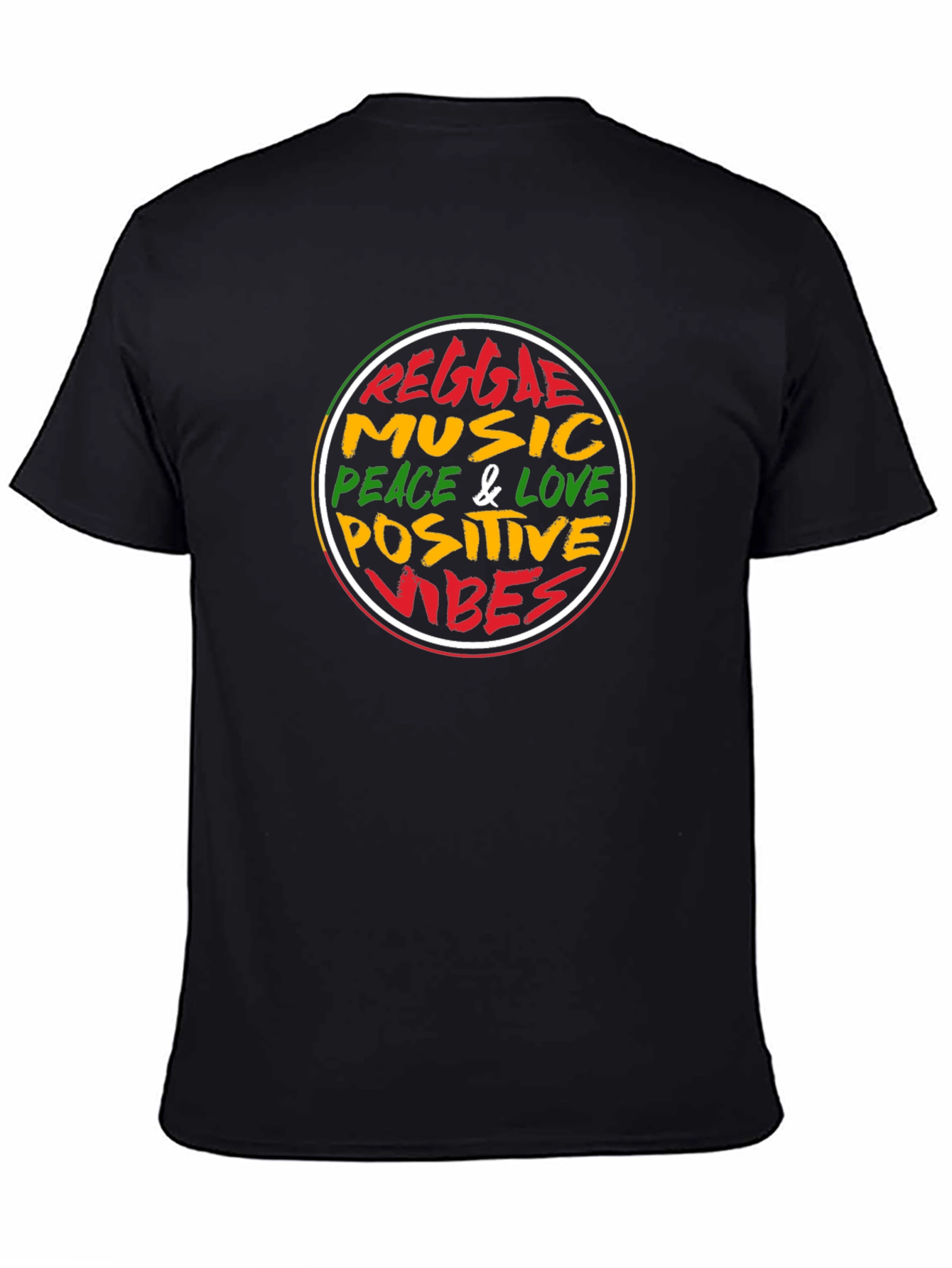 Reggae Music Peace & Love Positive Vibes Black T-Shirt
