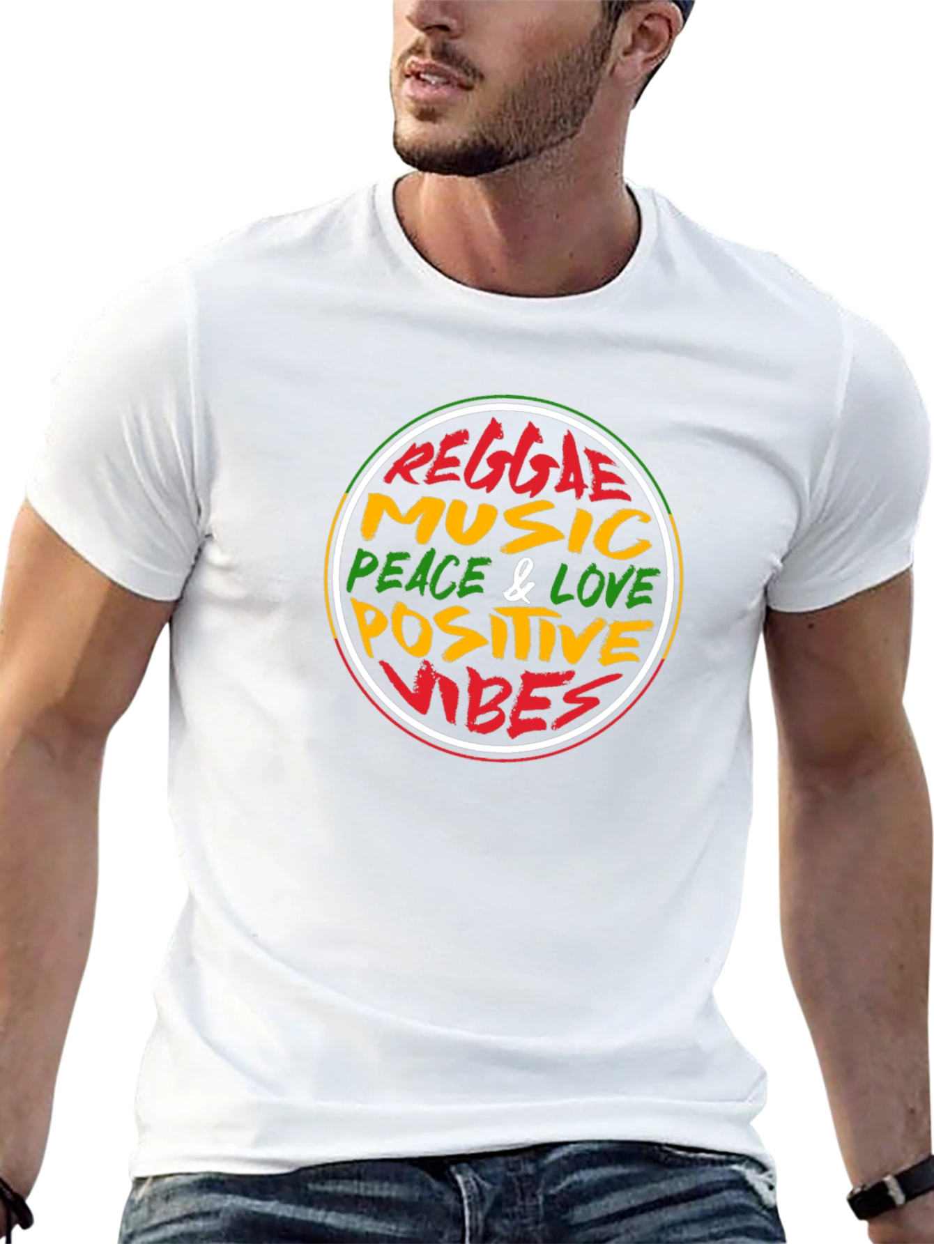 Reggae Music Peace & Love Positive Vibes Black T-Shirt