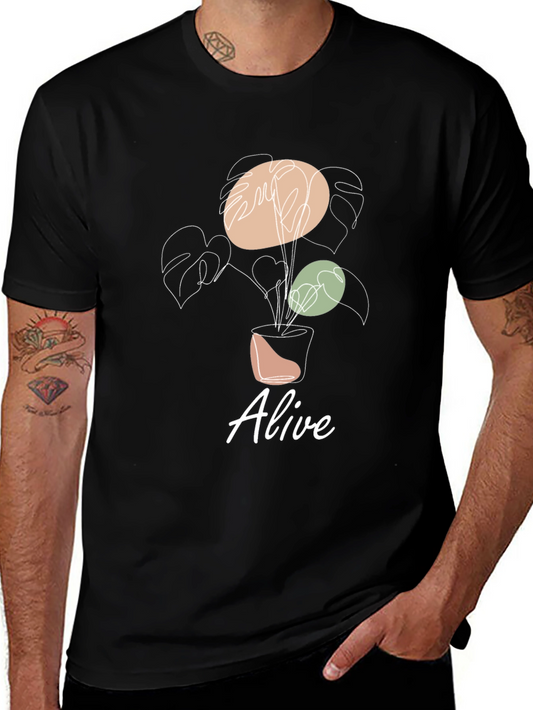 Alive Plant Graphic Tee - Trendy Minimalist Design