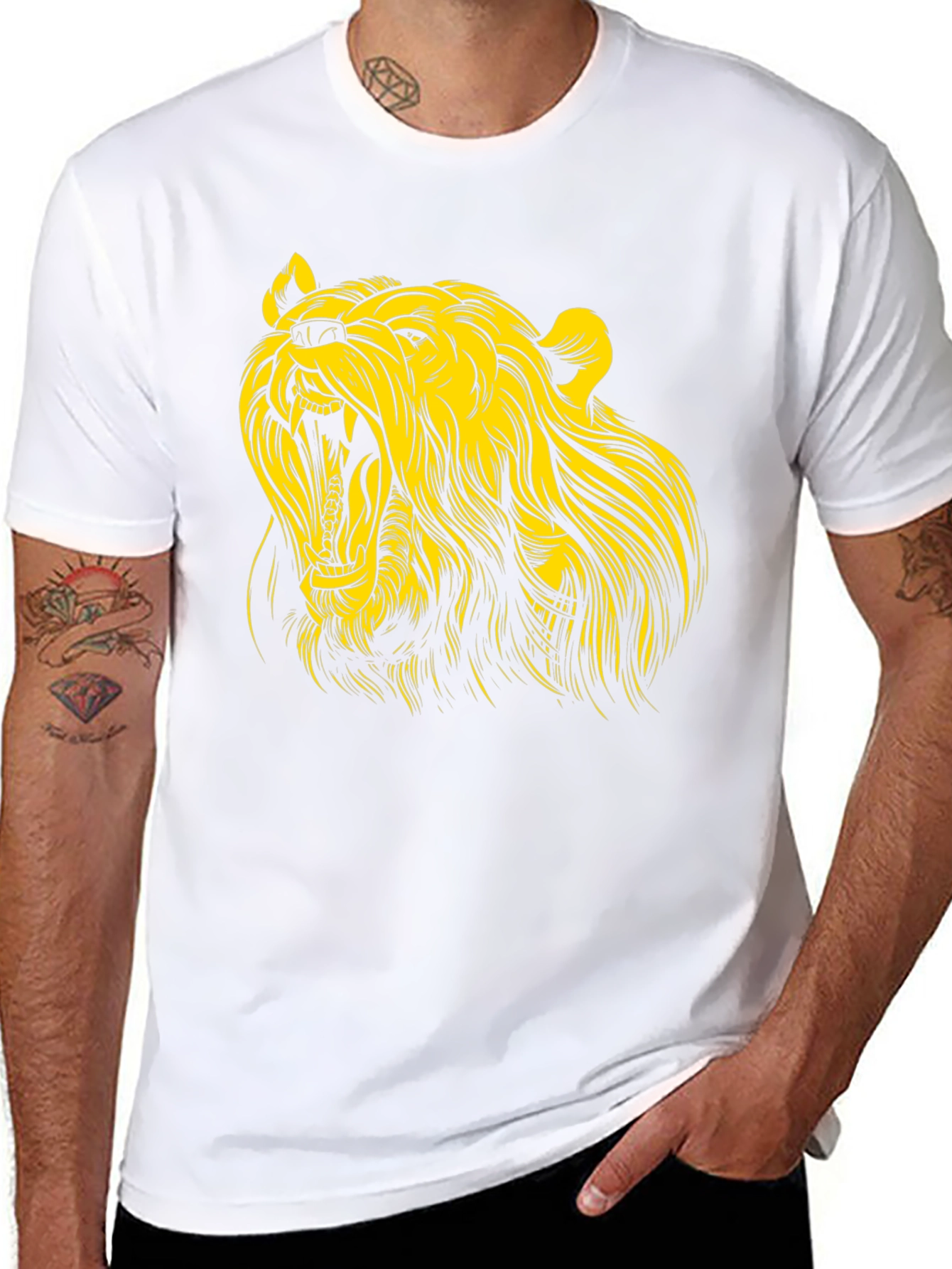 Roaring Bear Graphic Tee - Black Cotton T-Shirt