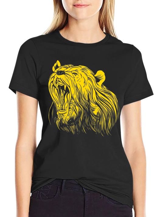 Roaring Bear Graphic Tee - Black Cotton T-Shirt