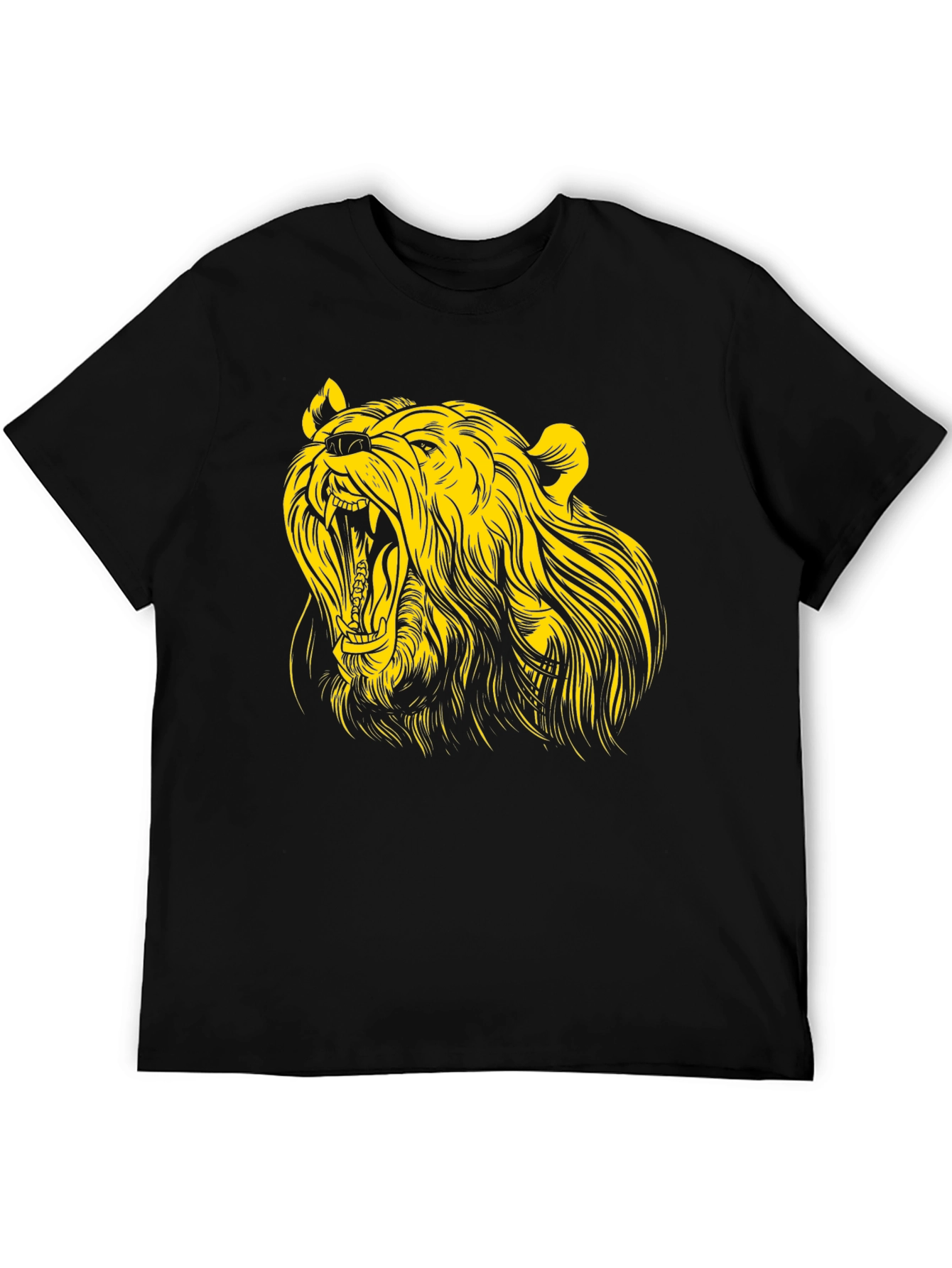 Roaring Bear Graphic Tee - Black Cotton T-Shirt