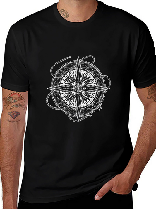 Compass Graphic Tee - Black Cotton T-Shirt