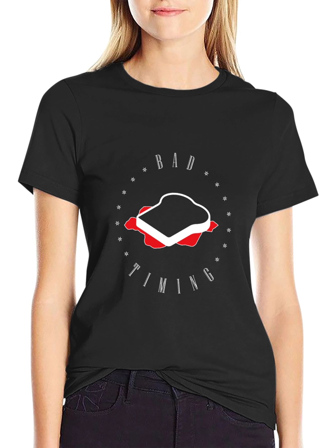Bad Timing Sandwich Graphic Tee - Unisex Black T-Shirt