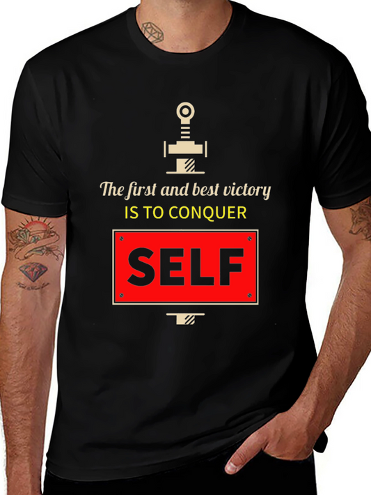 Conquer Self Graphic T-Shirt - Motivational Tee