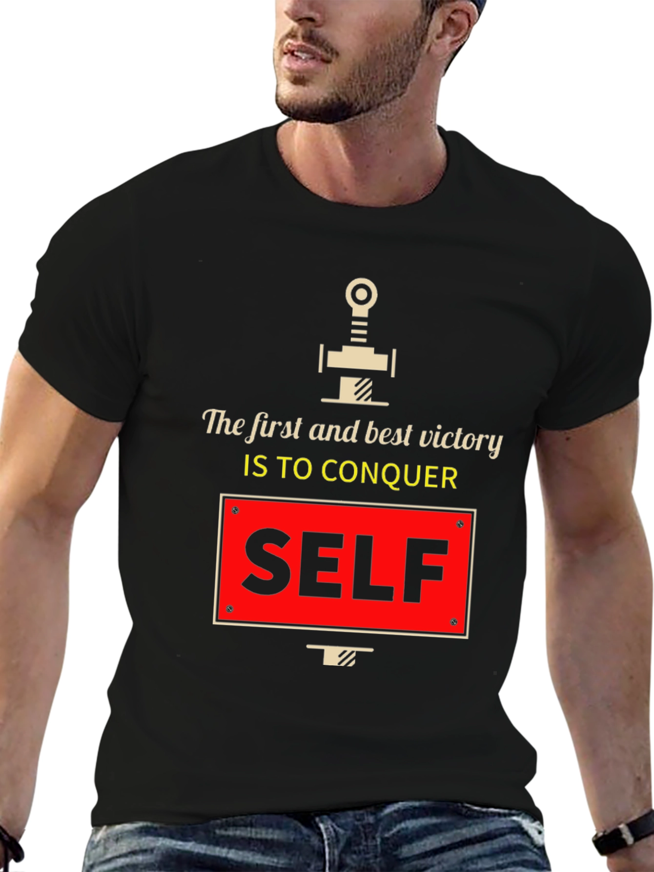 Conquer Self Graphic T-Shirt - Motivational Tee