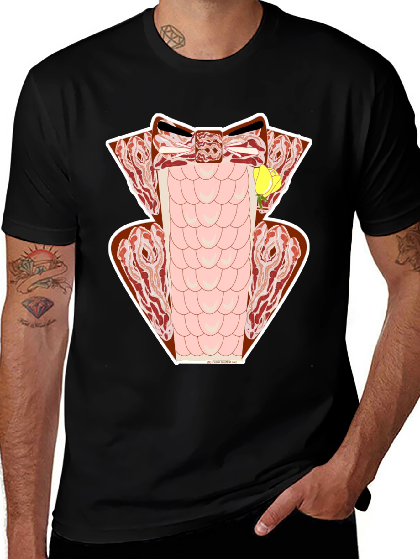 Bacon Tuxedo T-Shirt - Novelty Meat Formal Wear