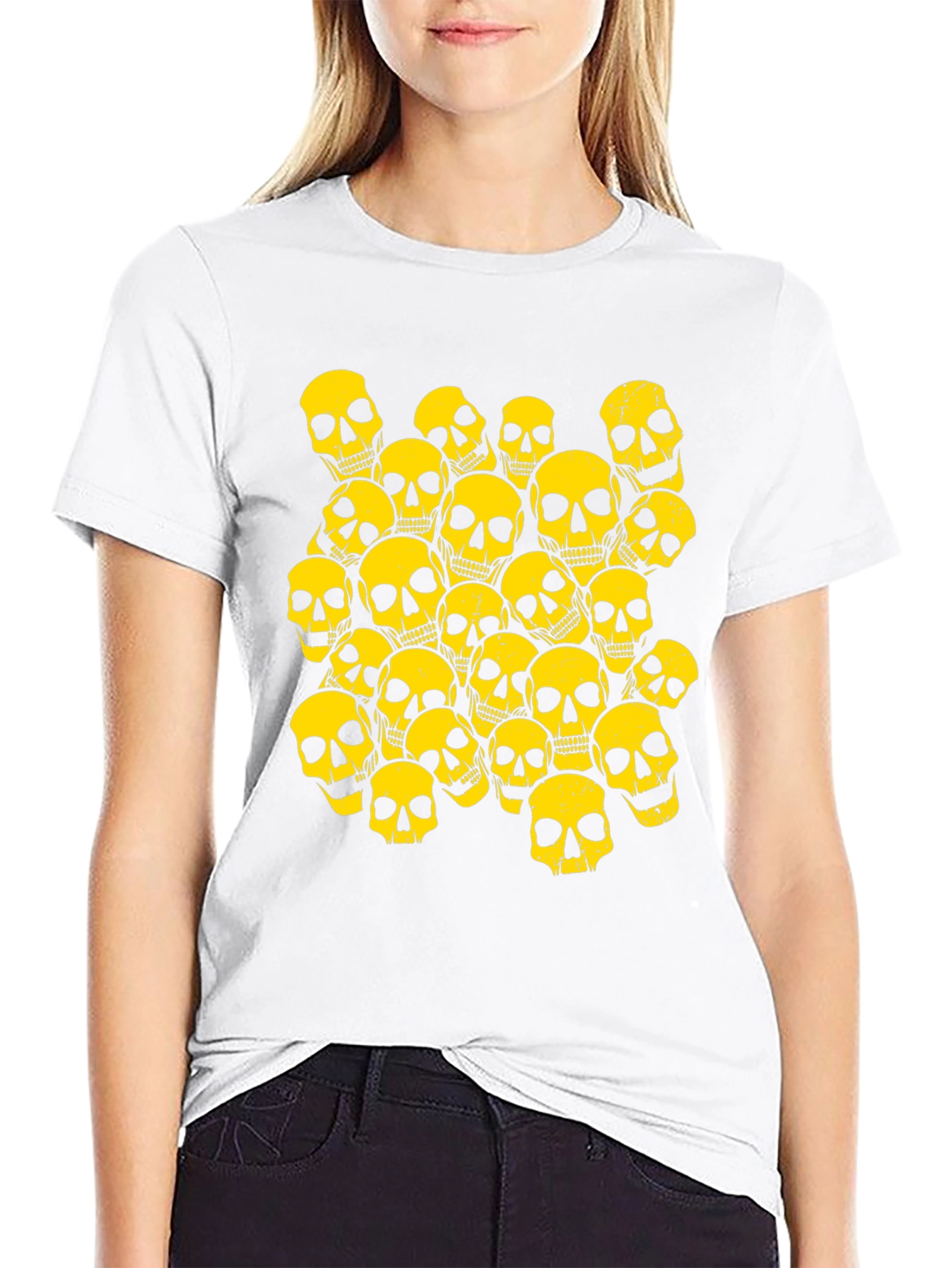 Skull Print Crew Neck T-Shirt