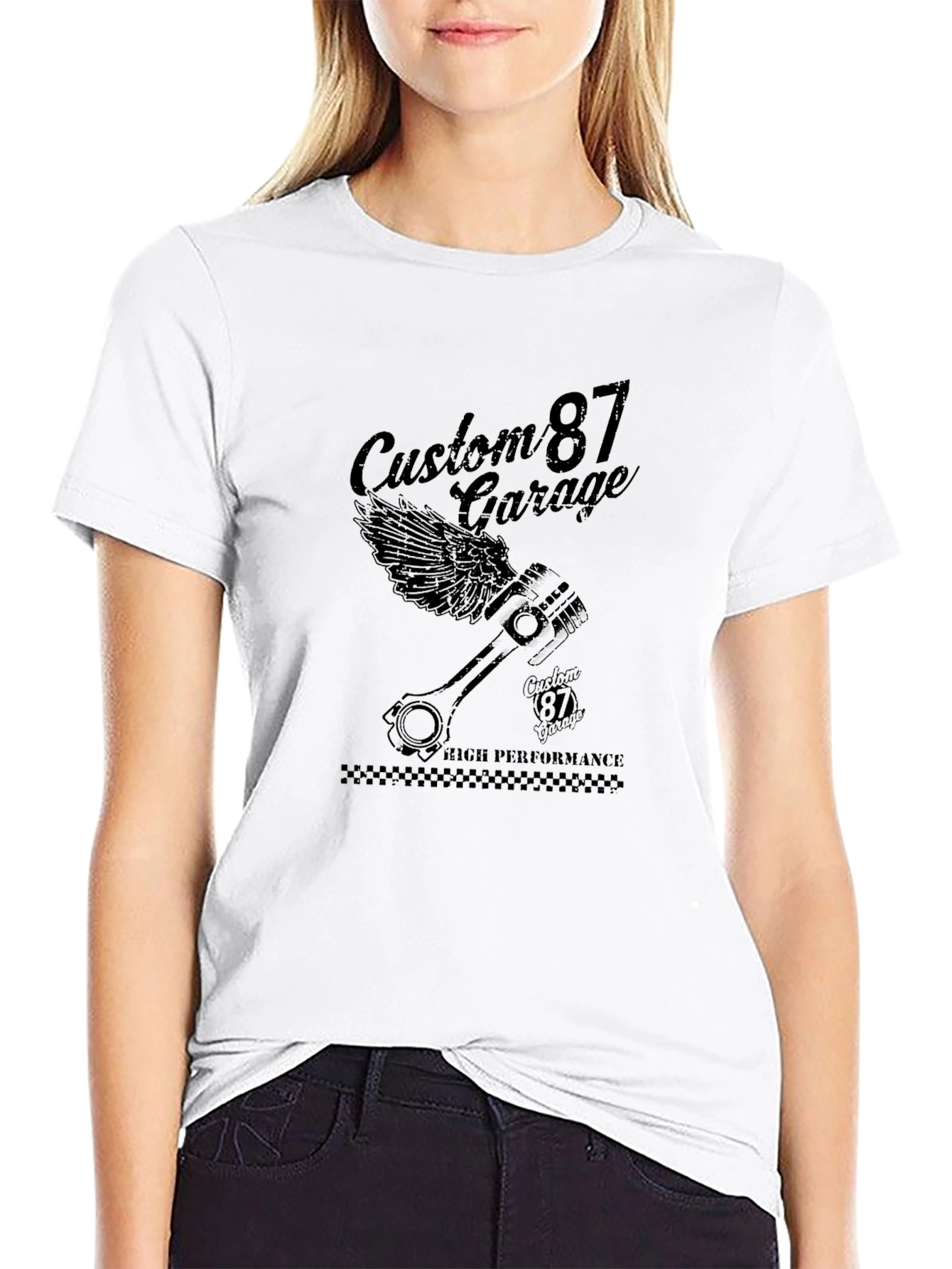 Custom 87 Garage Black T-Shirt High Performance Design