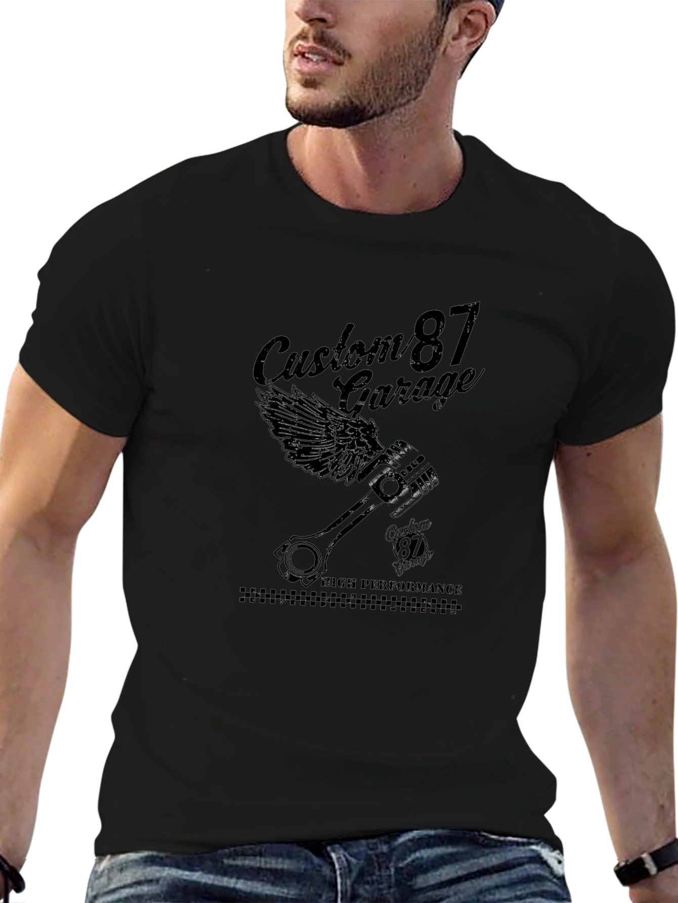 Custom 87 Garage Black T-Shirt High Performance Design