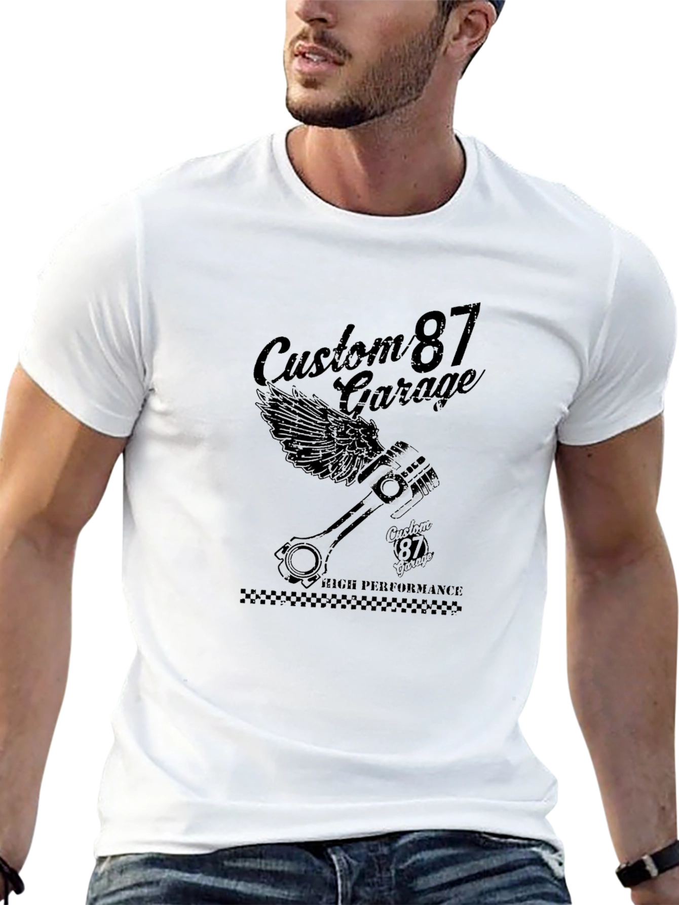 Custom 87 Garage Black T-Shirt High Performance Design