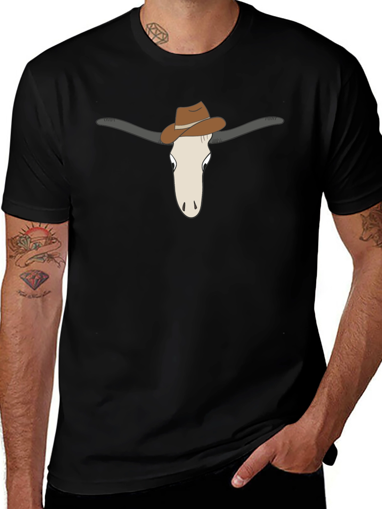 Cowboy Steer Graphic Tee - Black