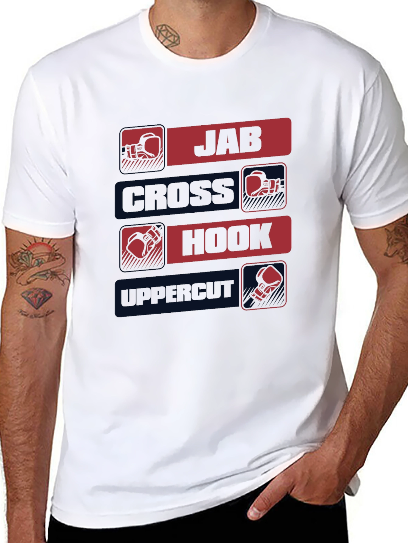 Boxing Punches Graphic T-Shirt - Jab Cross Hook Uppercut