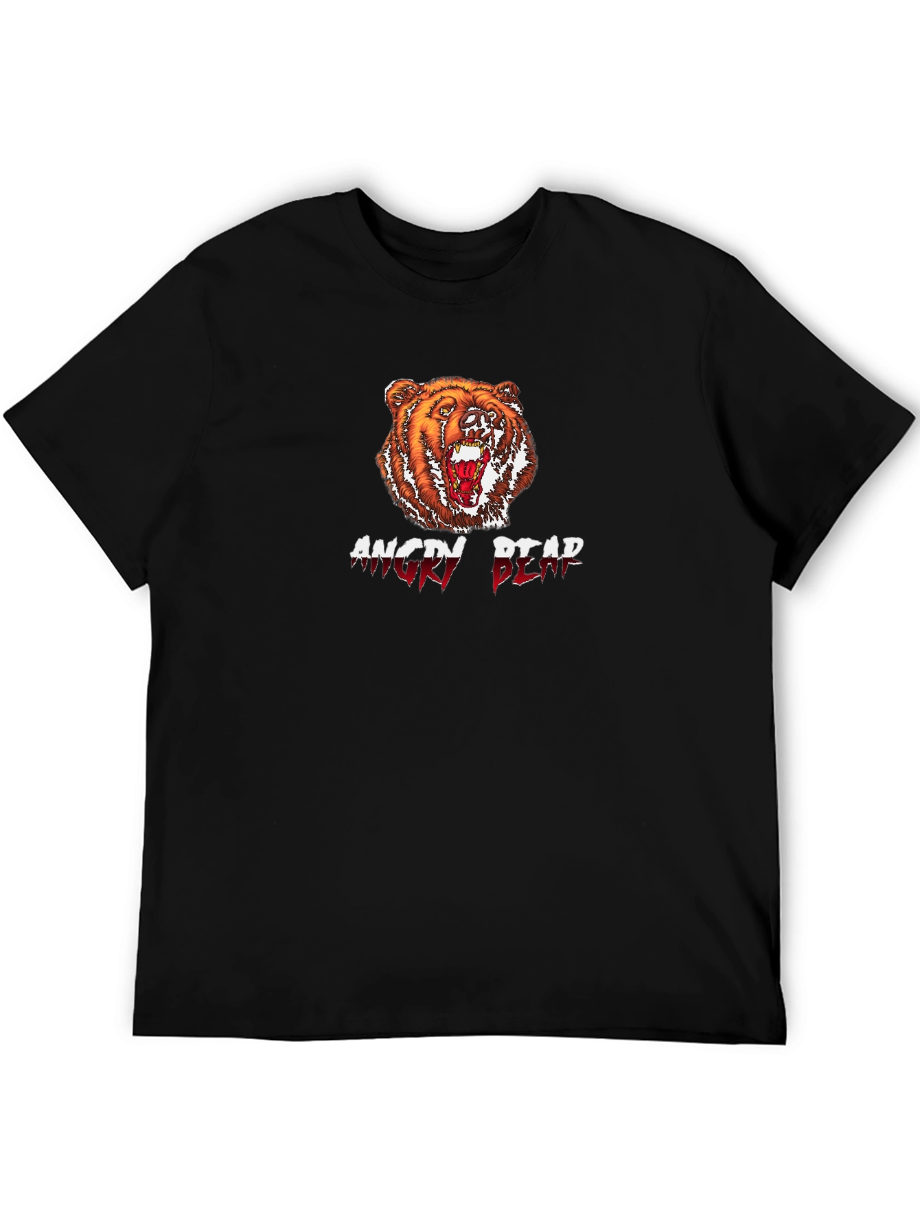 Angry Bear Graphic Tee - Black Cotton T-Shirt
