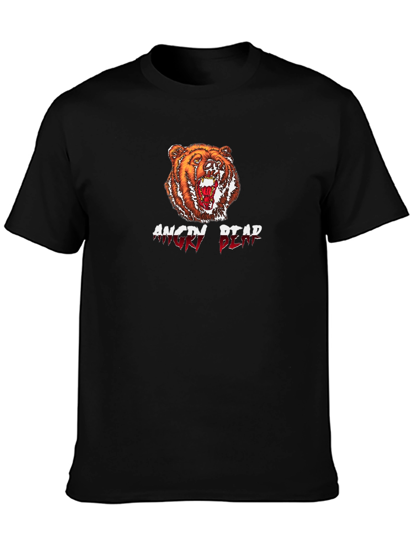 Angry Bear Graphic Tee - Black Cotton T-Shirt