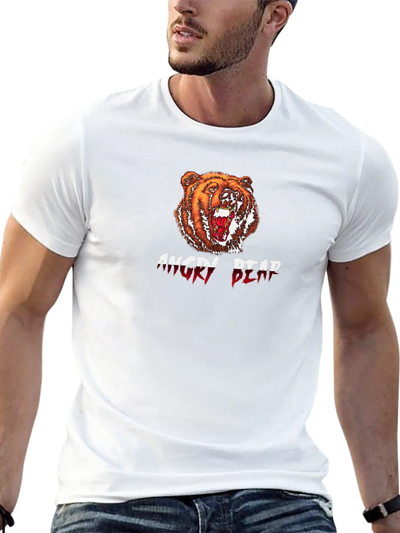 Angry Bear Graphic Tee - Black Cotton T-Shirt