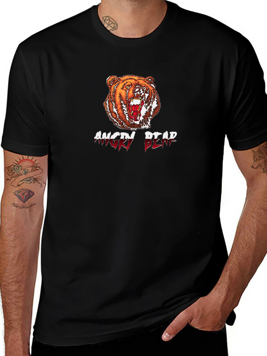 Angry Bear Graphic Tee - Black Cotton T-Shirt