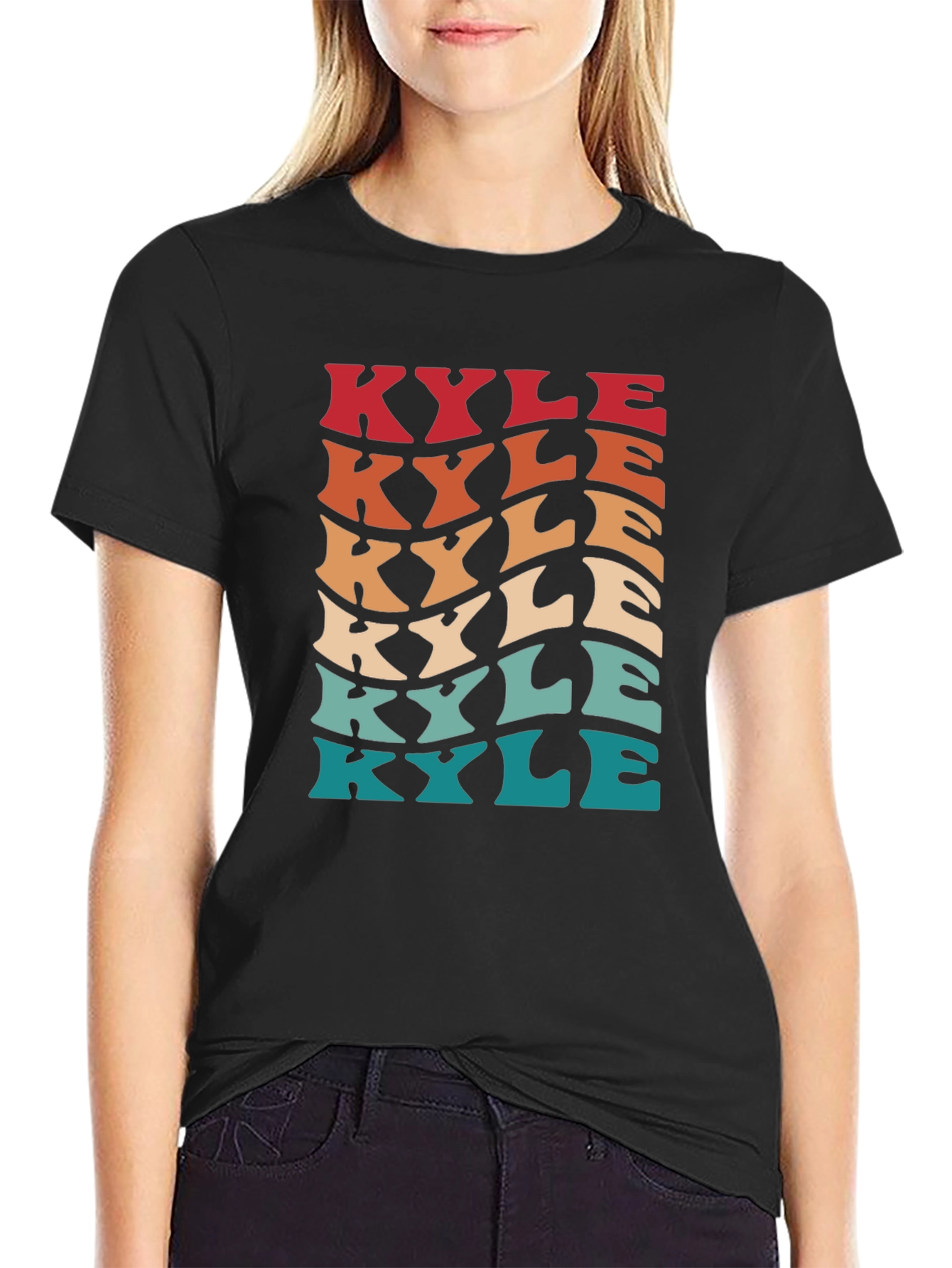 Retro Kyle Name T-Shirt - Personalized Wavy Text Design