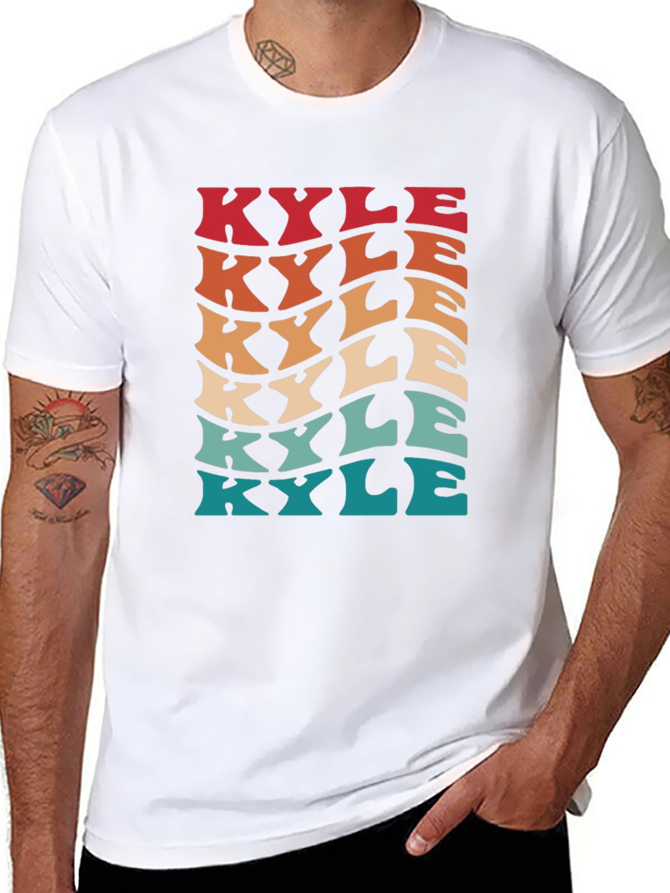 Retro Kyle Name T-Shirt - Personalized Wavy Text Design