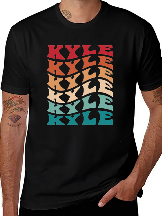 Retro Kyle Name T-Shirt - Personalized Wavy Text Design