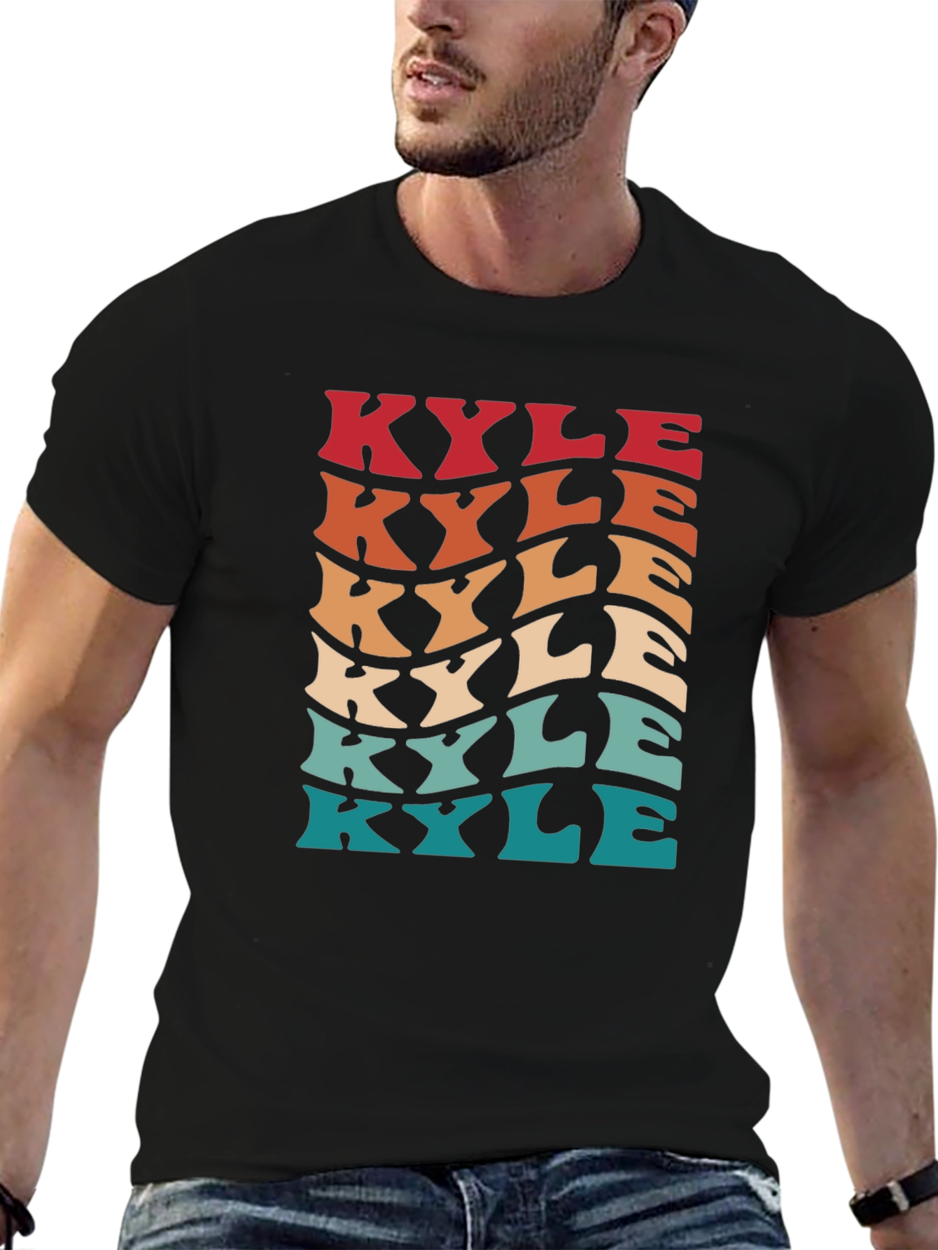 Retro Kyle Name T-Shirt - Personalized Wavy Text Design