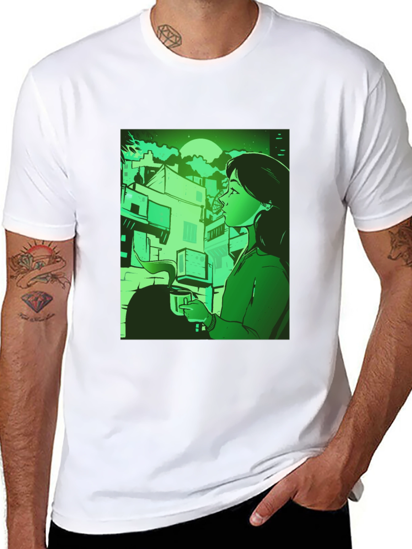 Stylish Urban Scene Graphic Tee - Relaxed Fit