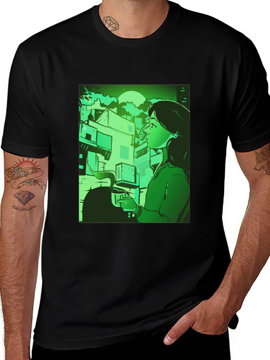 Stylish Urban Scene Graphic Tee - Relaxed Fit