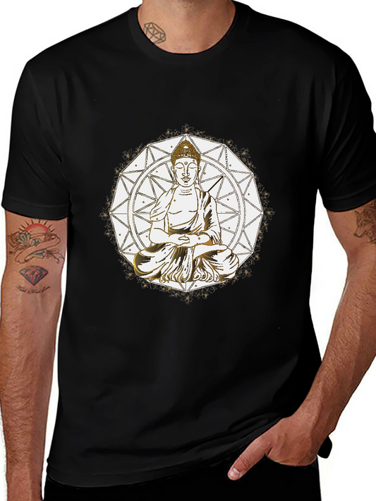 Buddha Mandala Graphic Tee - Meditative Style